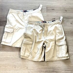 NWT Lot 2 CHAPS Khaki Beige Flat Front Cargo‎ Shorts Men's Size 38